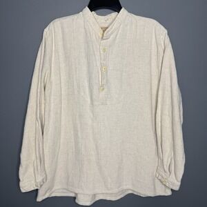 Wah Maker Frontier Shirt Western Band Collar Half Button Pullover Mens Medium